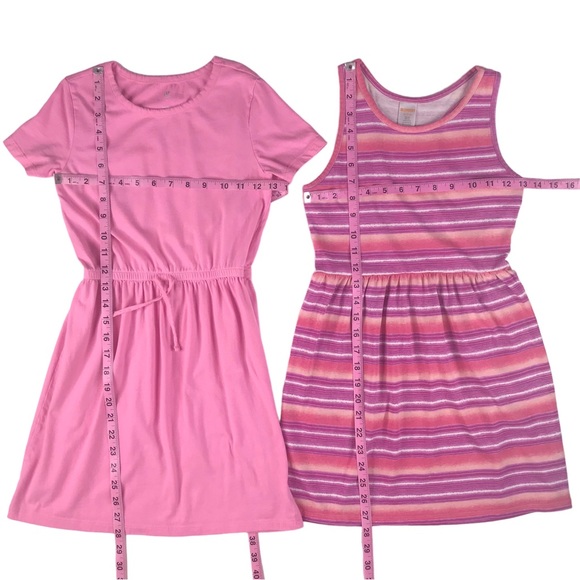 2 GAP Gymboree Pink Cotton Dress Bundle Girl Size M L Cotton Casual Beach Ombré - Picture 4 of 12